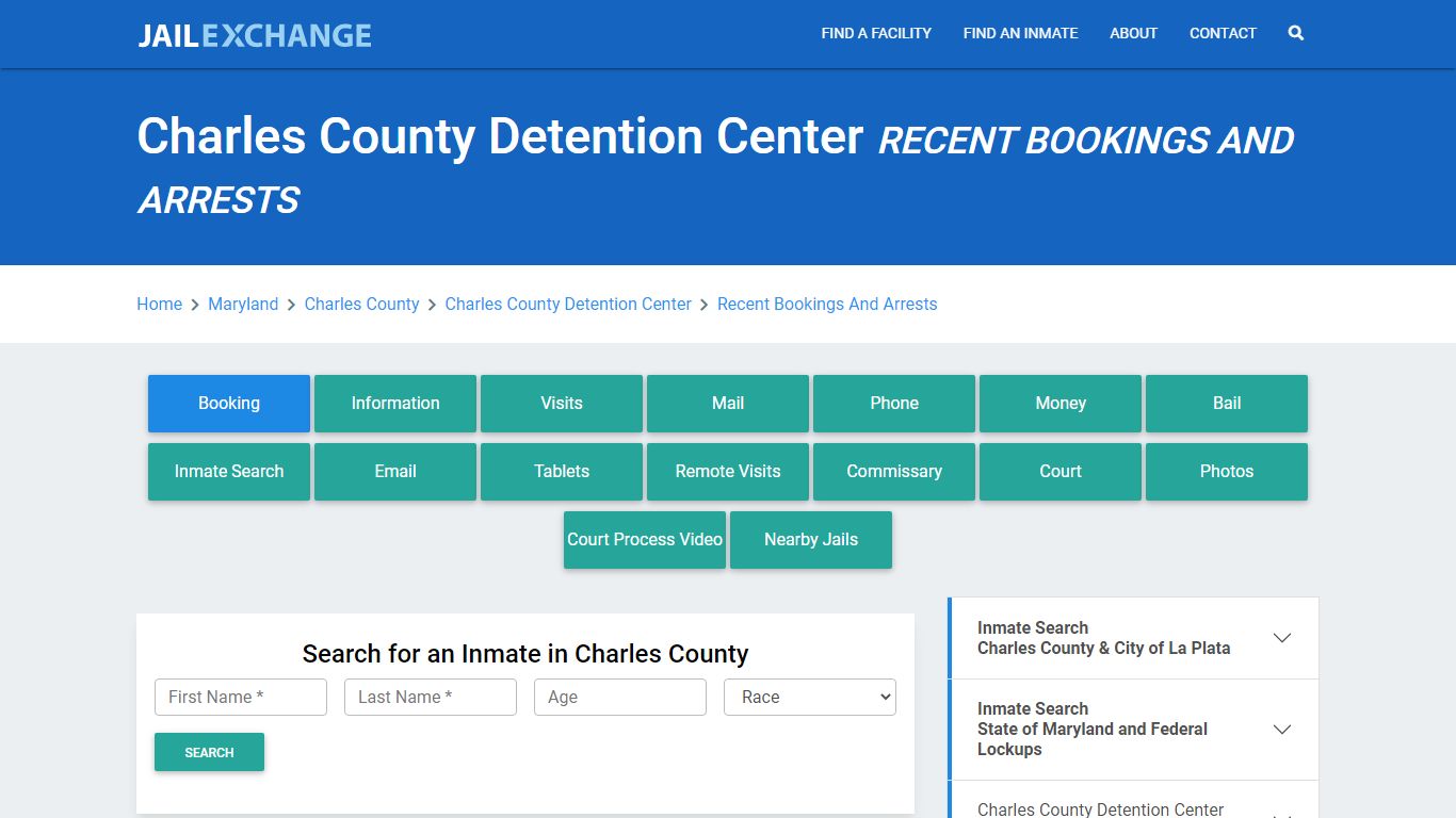 Charles County Detention Center Recent Bookings And Arrests - Jail Exchange