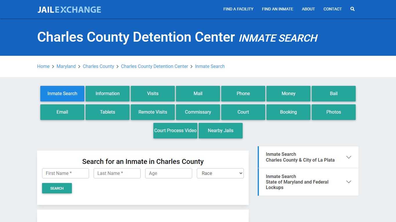 Charles County Detention Center Inmate Search - Jail Exchange